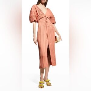 A.L.C. Stella Puff-Sleeve Plisse Dress